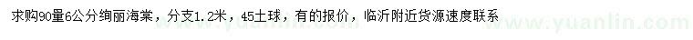 求購(gòu)90量6公分絢麗海棠