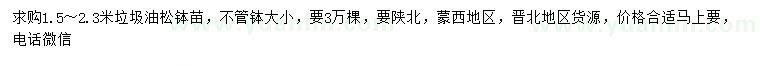 求購1.5-2.3米垃圾油松