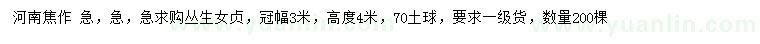 求購冠幅3米叢生女貞
