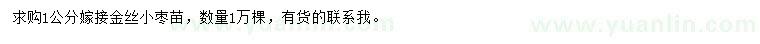 求購1公分嫁接金絲小棗苗