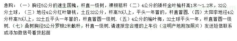 求購速生國槐、矮桿金葉榆、紅葉碧桃等