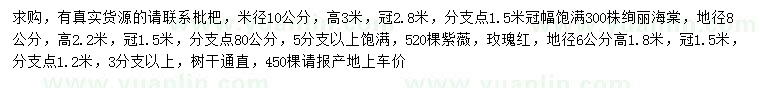 求購(gòu)枇杷、絢麗海棠、紫薇