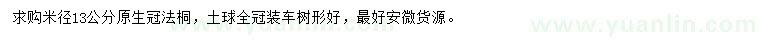 求購米徑13公分法桐