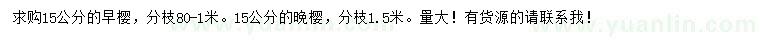 求購15公分早櫻、晚櫻