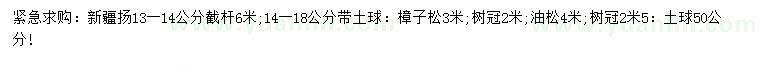 求購新疆楊、樟子松、油松