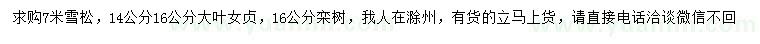 求購雪松、大葉女貞、欒樹