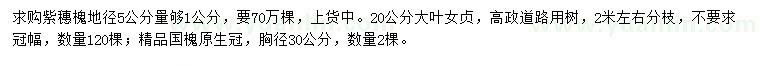 求購紫穗槐、大葉女貞、國槐