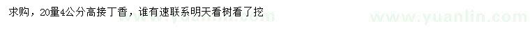 求購20量4公分高接丁香