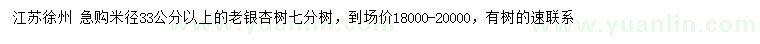 求購米徑33公分以上老銀杏