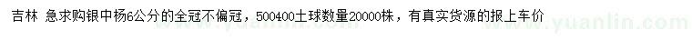 求購6公分銀中楊