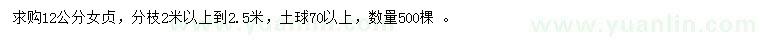 求購12公分女貞