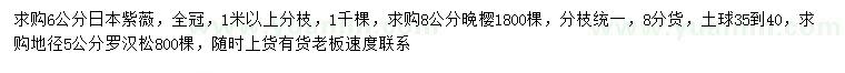 求購日本紫薇、晚櫻、羅漢松