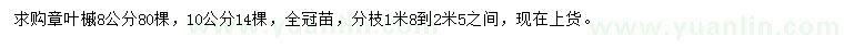 求購(gòu)8、10公分章葉槭