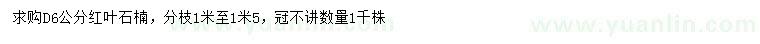 求購地徑6公分紅葉石楠