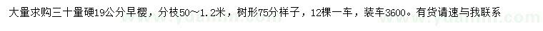 求購30量硬19公分早櫻