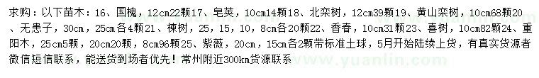 求購國槐、皂莢、北欒等