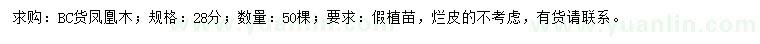 求購28公分鳳凰木