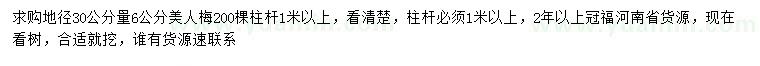 求購(gòu)6公分美人梅