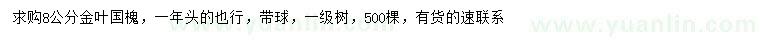 求購8公分金葉國槐