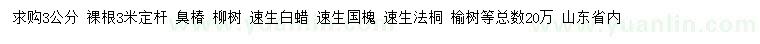求購(gòu)臭椿、柳樹(shù)、速生白蠟等