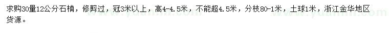 求購(gòu)30量12公分石楠