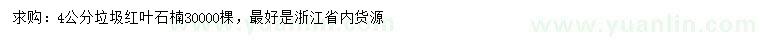 求購4公分垃圾紅葉石楠
