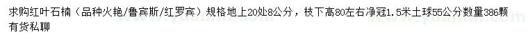 求購地徑20量8公分紅葉石楠