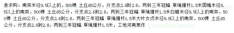 求購南欒、國槐、白蠟