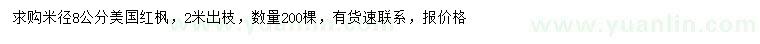 求購米徑8公分美國紅楓