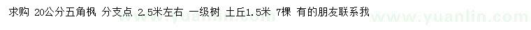 求購20公分五角楓