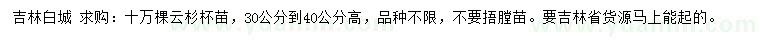 求購高30-40公分云杉