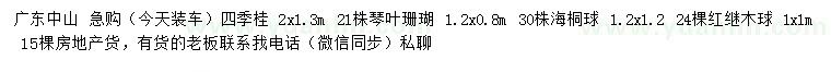 求購四季桂、琴葉珊瑚、海桐球等