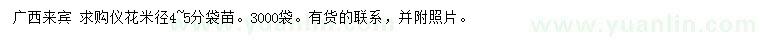 求購(gòu)米徑4-5公分儀花
