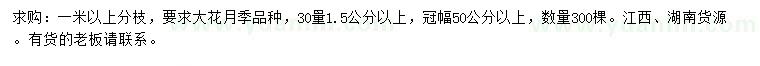 求購30量1.5公分以上大花月季