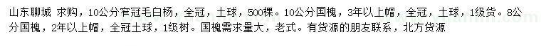 求購10公分窄冠毛白楊、8、10公分國槐