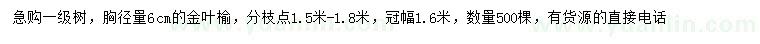 求購(gòu)胸徑量6公分金葉榆