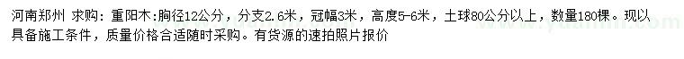 求購(gòu)胸徑12公分重陽(yáng)