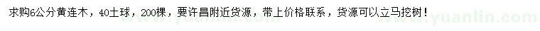 求購6公分黃連木