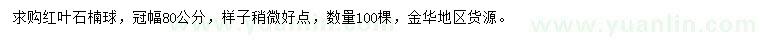 求購(gòu)冠幅80公分紅葉石楠球