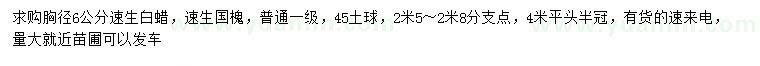 求購(gòu)胸徑6公分速生白蠟、速生國(guó)槐