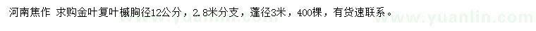 求購(gòu)胸徑12公分金葉復(fù)葉槭