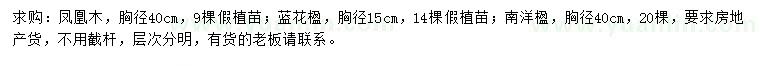 求購(gòu)鳳凰木、藍(lán)花楹、南洋楹
