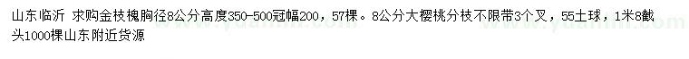 求購胸徑8公分金枝槐、大櫻桃