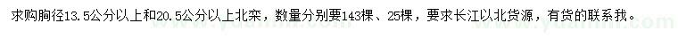 求購胸徑13.5、20.5公分以上北欒