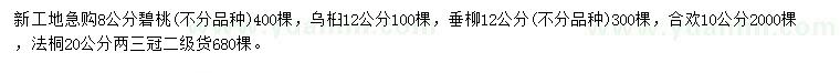 求購碧桃、烏桕、垂柳等