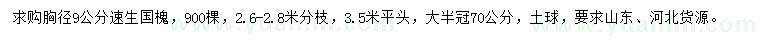 求購胸徑9公分速生國槐