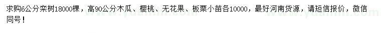 求購欒樹、木瓜、櫻桃等