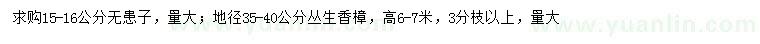 求購(gòu)15-16公分無(wú)患子、地徑35-40公分香樟