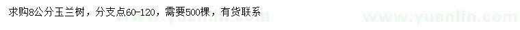 求購(gòu)8公分玉蘭樹(shù)