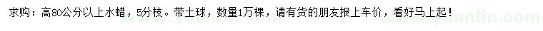 求購高80公分以上水蠟